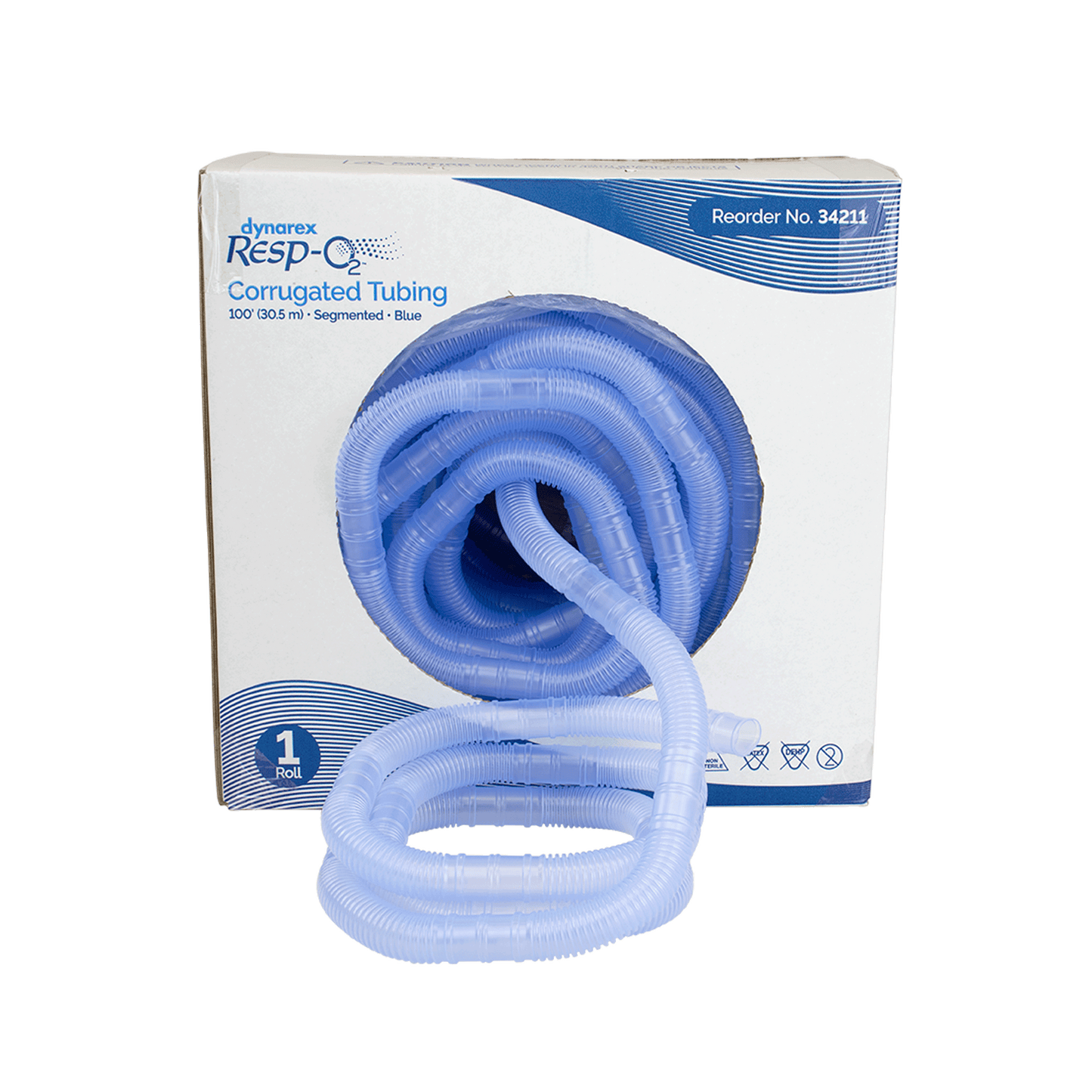 Resp-O2 Corrugated Tubing 100 ft Segmented Blue Case medical supply
