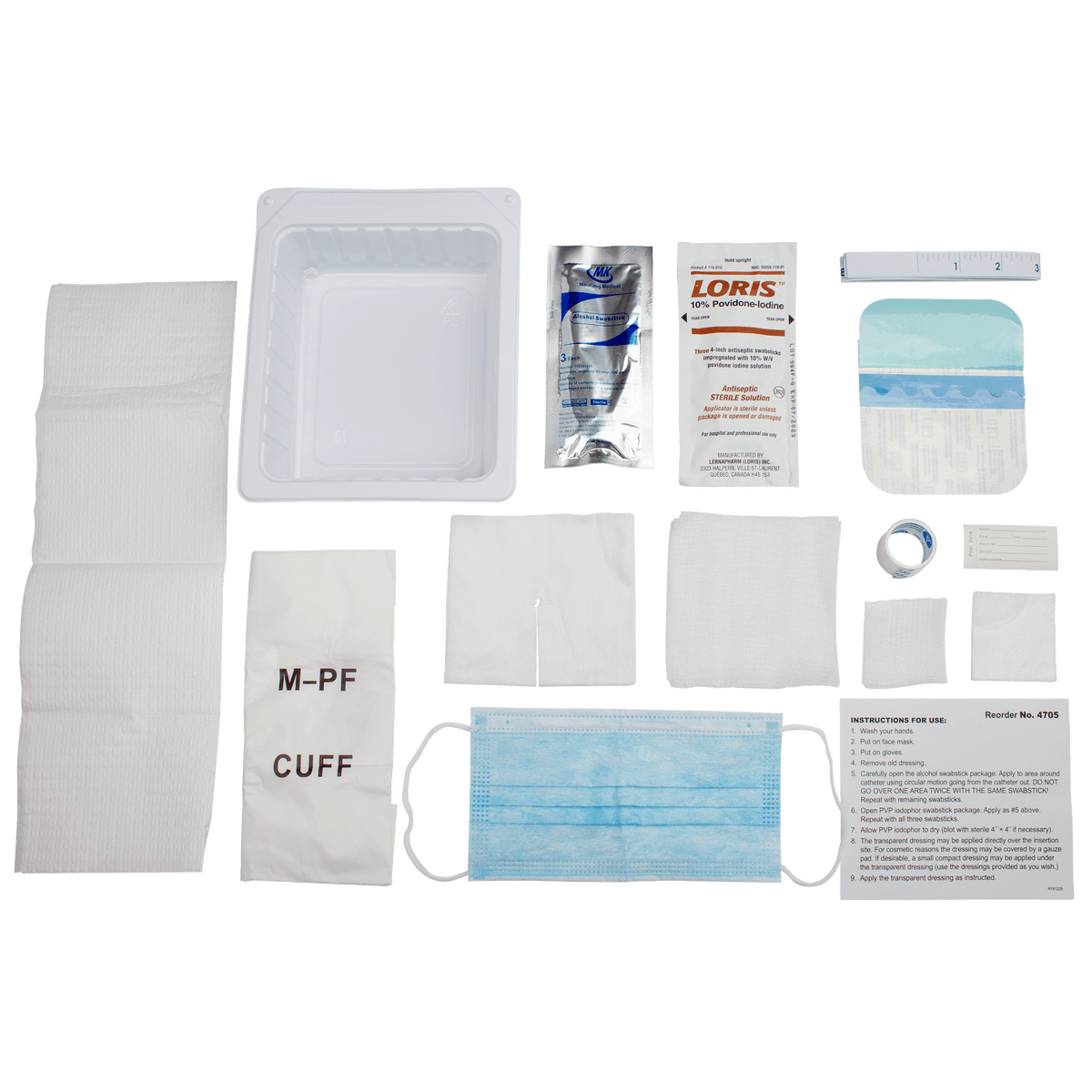 Dynarex Central Line Dressing Change Tray sterile case of 20 medical supply