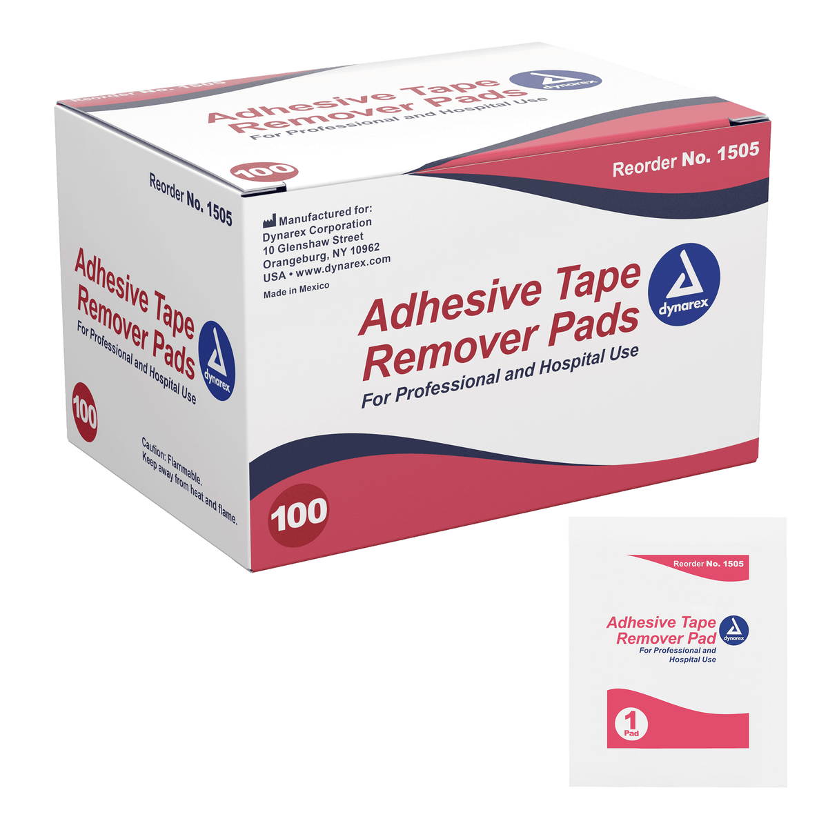 Dynarex Adhesive Tape Remover Pad 10/100 Case medical supply