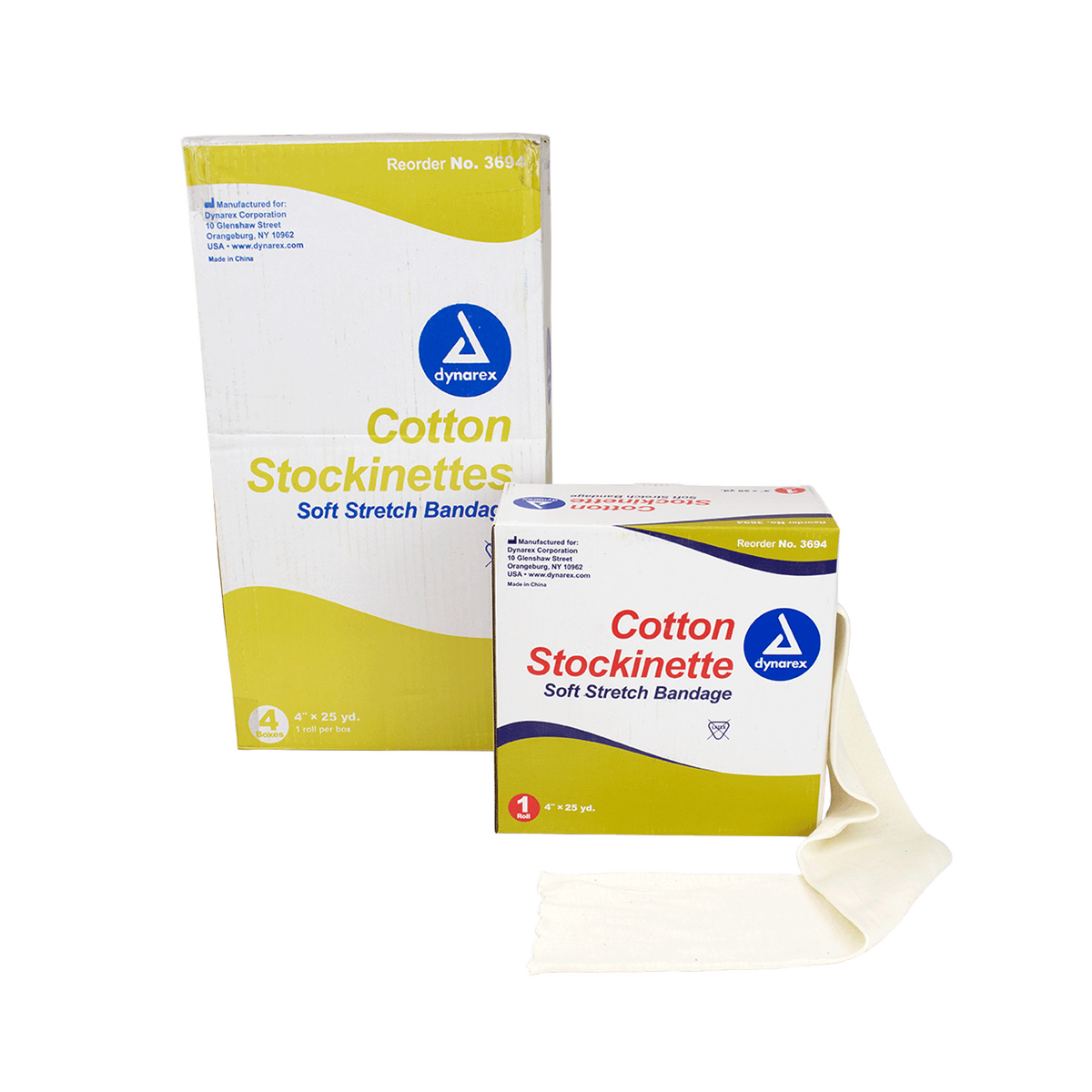 Dynarex Cotton Stockinette 4 inch x 25 yd Case of 4 medical supply