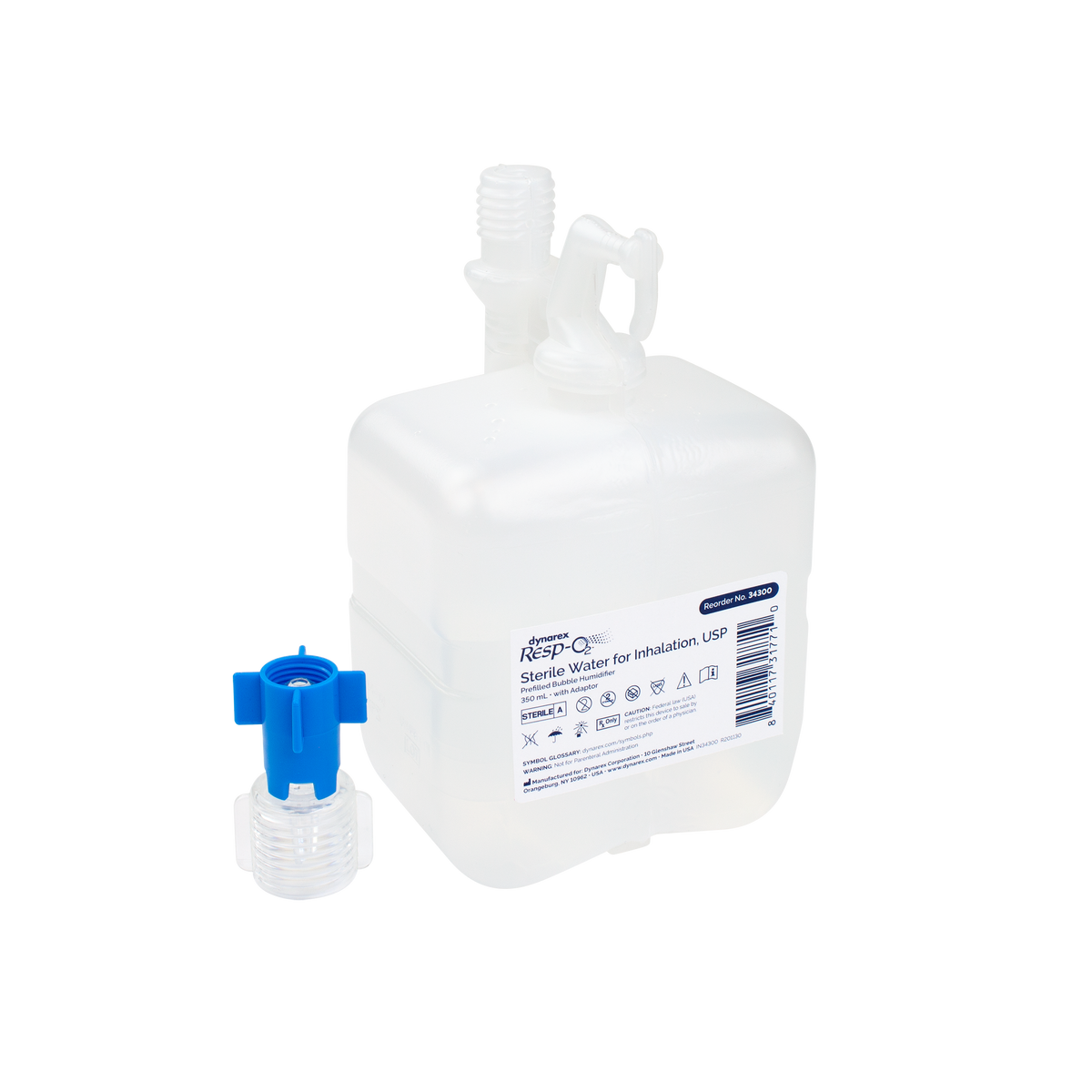 Resp-O2 Sterile Water for Inhalation Prefilled Bubble Humidifier 350 mL medical supply