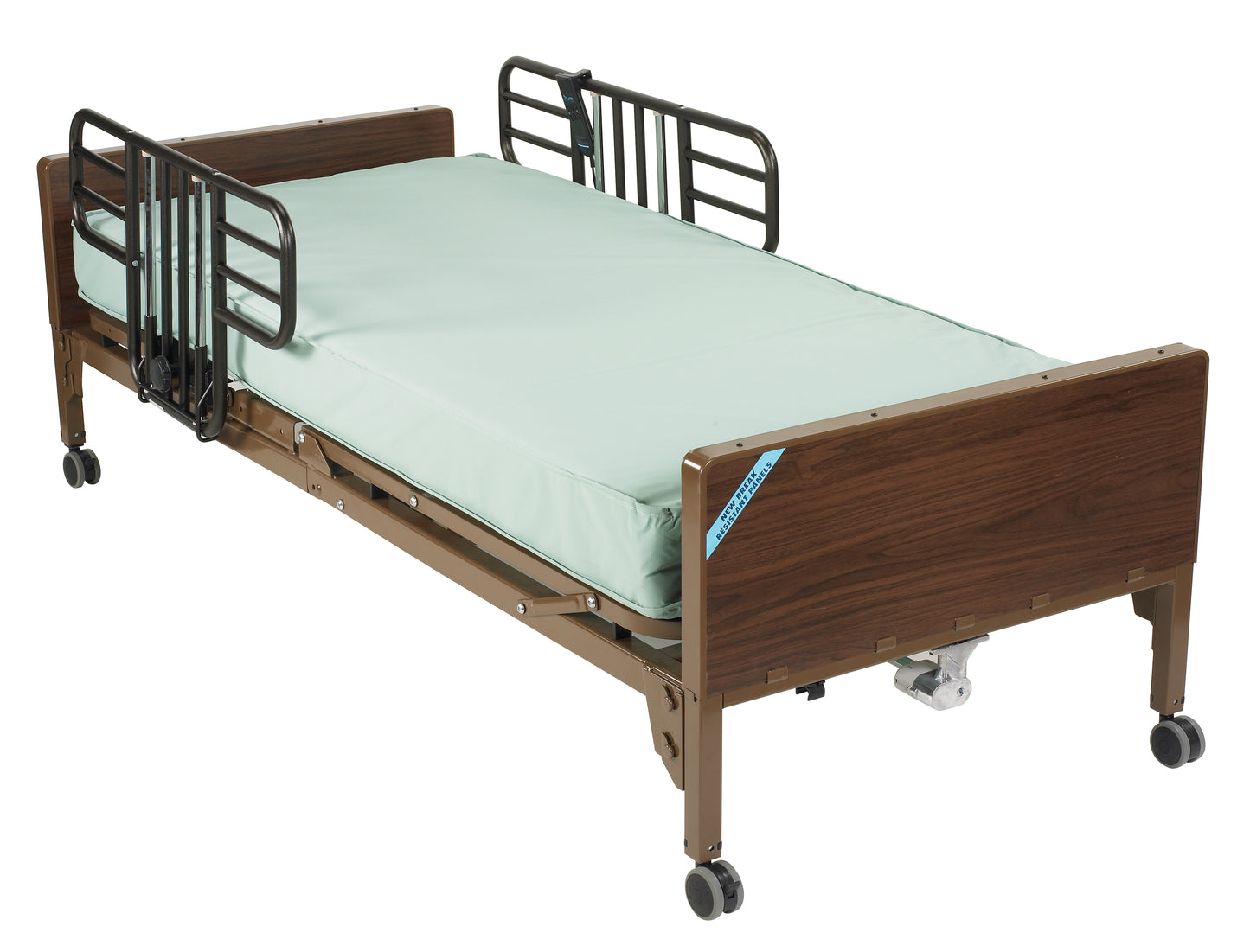 Delta Ultra Light Full Electric Hospital Bed with Half Rails and Innerspring Mattress, medical supply