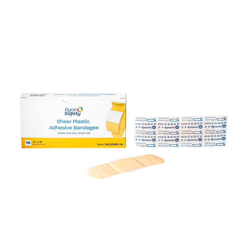DynaSafety Sheer Plastic Adhesive Bandages Sterile 1 x 3 in 100/16/cs medical supply