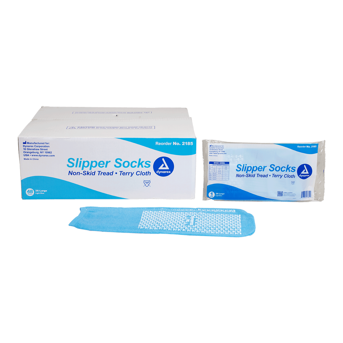 Dynarex Slipper Socks XXX-Large Light Blue 48/cs medical supply