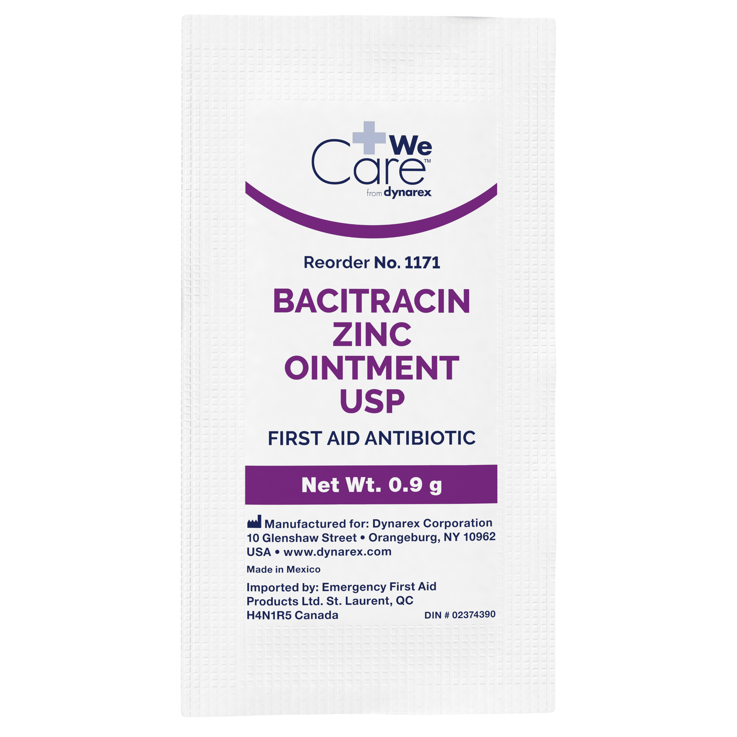 WeCare Bacitracin Zinc Ointment 0.9 g Foil Packet Case medical supply