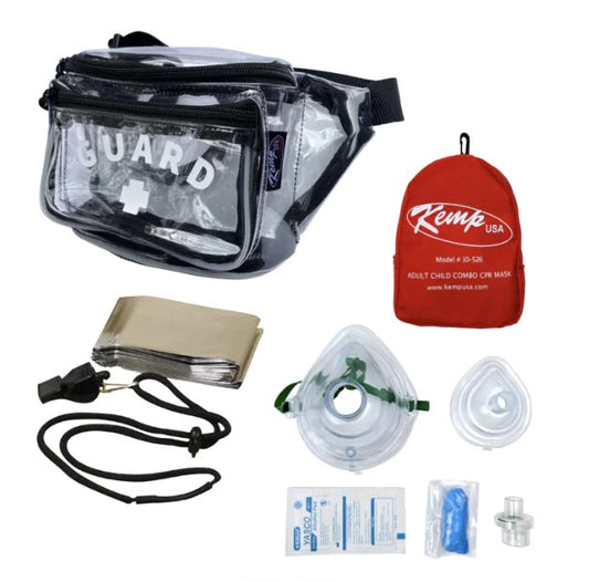 Kemp USA Fanny Pack with Mesh Drain GUARD Logo Lifeguard Essentials Clear medical supply