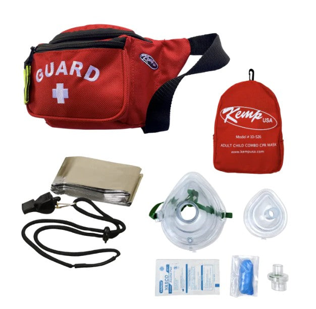 Kemp USA Premium Fanny Pack with Lifeguard Essentials Red medical supply