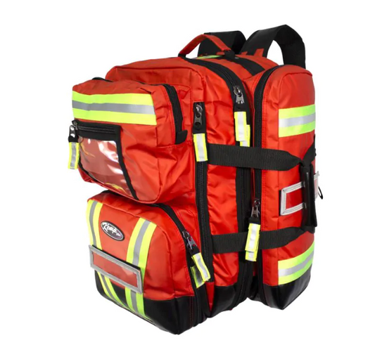 Kemp USA Tarpaulin Fluid Resistant Ultimate EMS Backpack Red medical supply