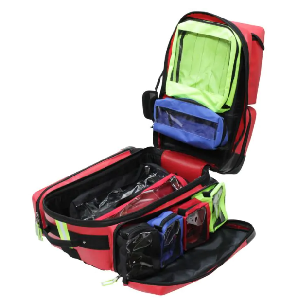 Kemp USA Tarpaulin Fluid Resistant Ultimate EMS Backpack Red medical supply