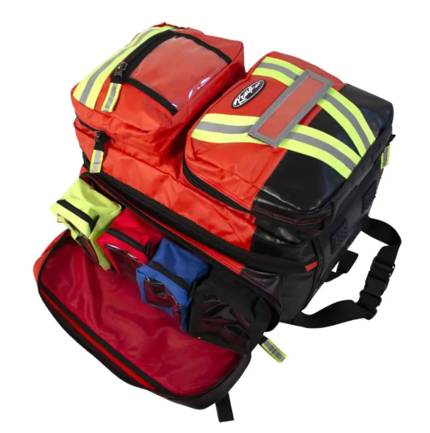 Kemp USA Tarpaulin Fluid Resistant Ultimate EMS Backpack Red medical supply