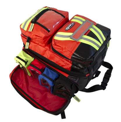 Kemp USA Tarpaulin Fluid Resistant Ultimate EMS Backpack Red medical supply
