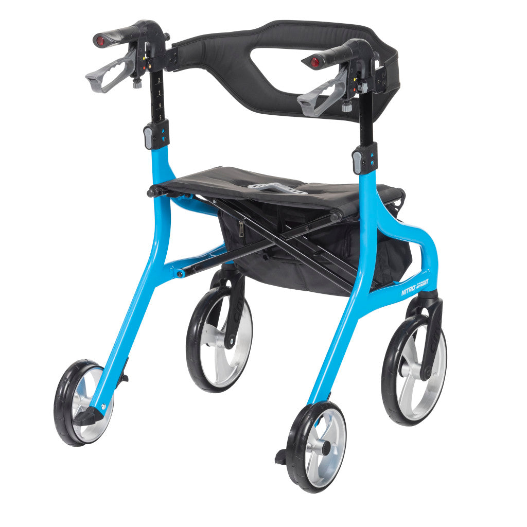 Nitro Sprint Rollator Rolling Walker, Hemi Height (102662BK-H), Blue