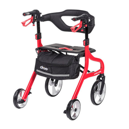 Nitro Sprint Rollator Rolling Walker, Hemi Height (102662BK-H), Red