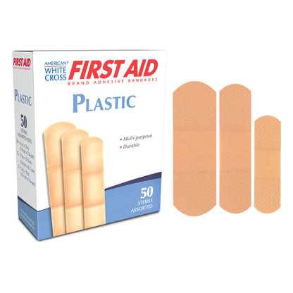 American White Cross Sterile Plastic Adhesive Bandages Assorted Sizes medical supply