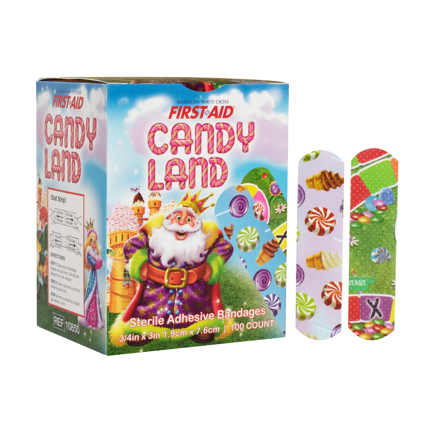 American White Cross Candy Land Stat Strip Bandages 3/4 x 3 inch medical supply