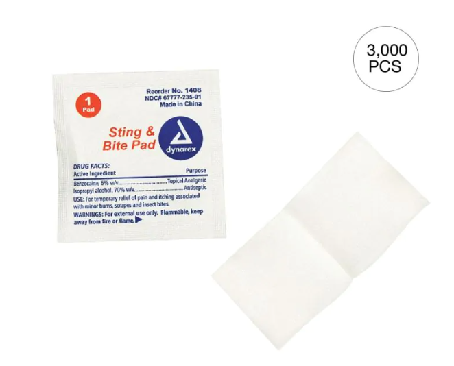 Kemp USA Insect Bite Pads 3,000 pcs medical supply