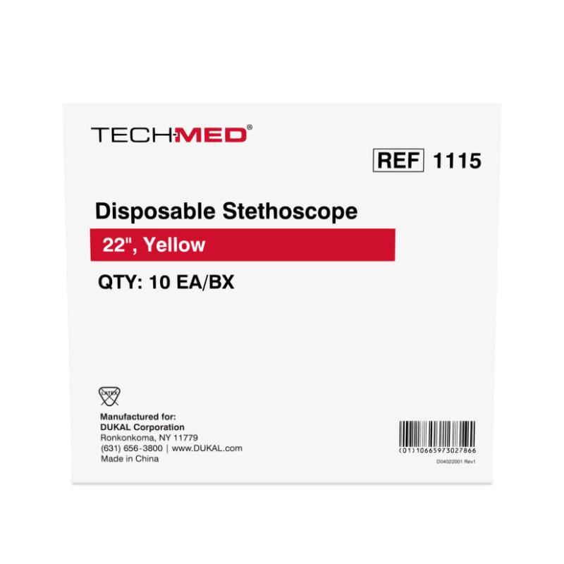 Dukal Disposable Stethoscope Yellow case of 100 medical supply