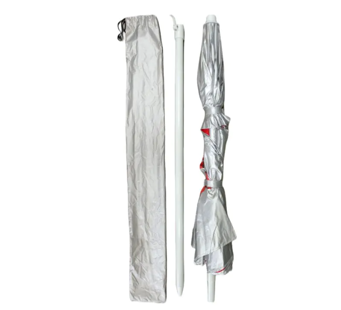 Kemp USA Wind Umbrella Life Guard Logo Silver Red 5.5 ft medical supply