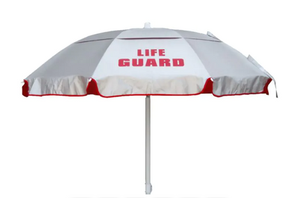Kemp USA Wind Umbrella Life Guard Logo Silver Red 5.5 ft medical supply