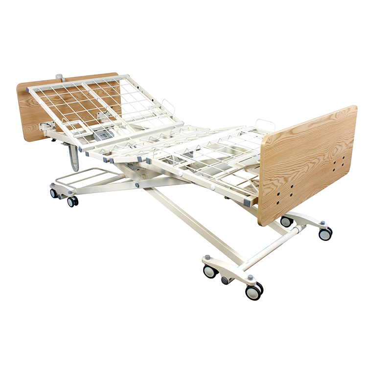 D200 LTC 3 Function Low Bed - Wood Boards - Mahogany, w/ Composite Swing Rail 12002-MHCR, medical supply
