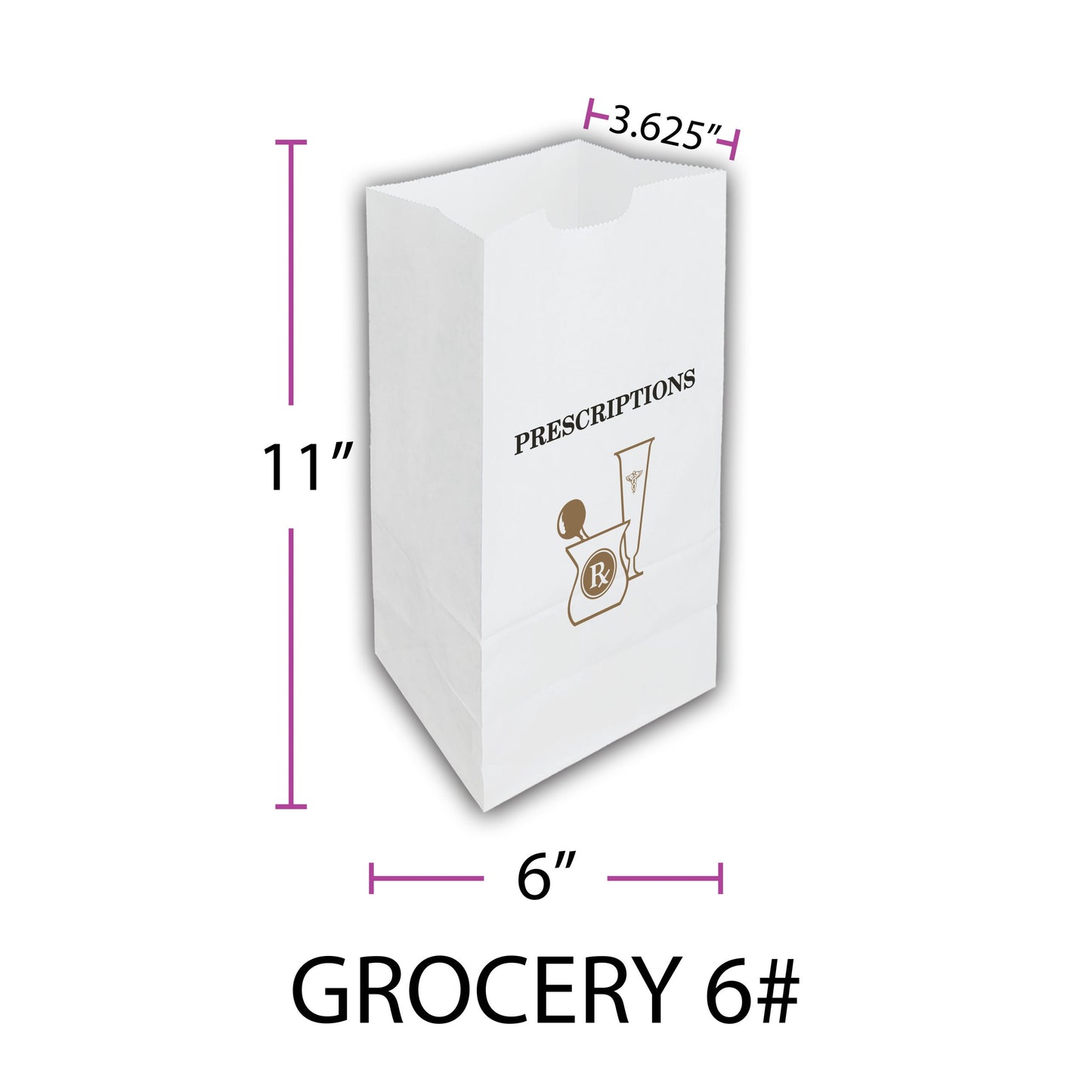 Rx Systems Golden Mortar Flat Bottom Bags Small 6 x 3.625 x 11 inch medical supply