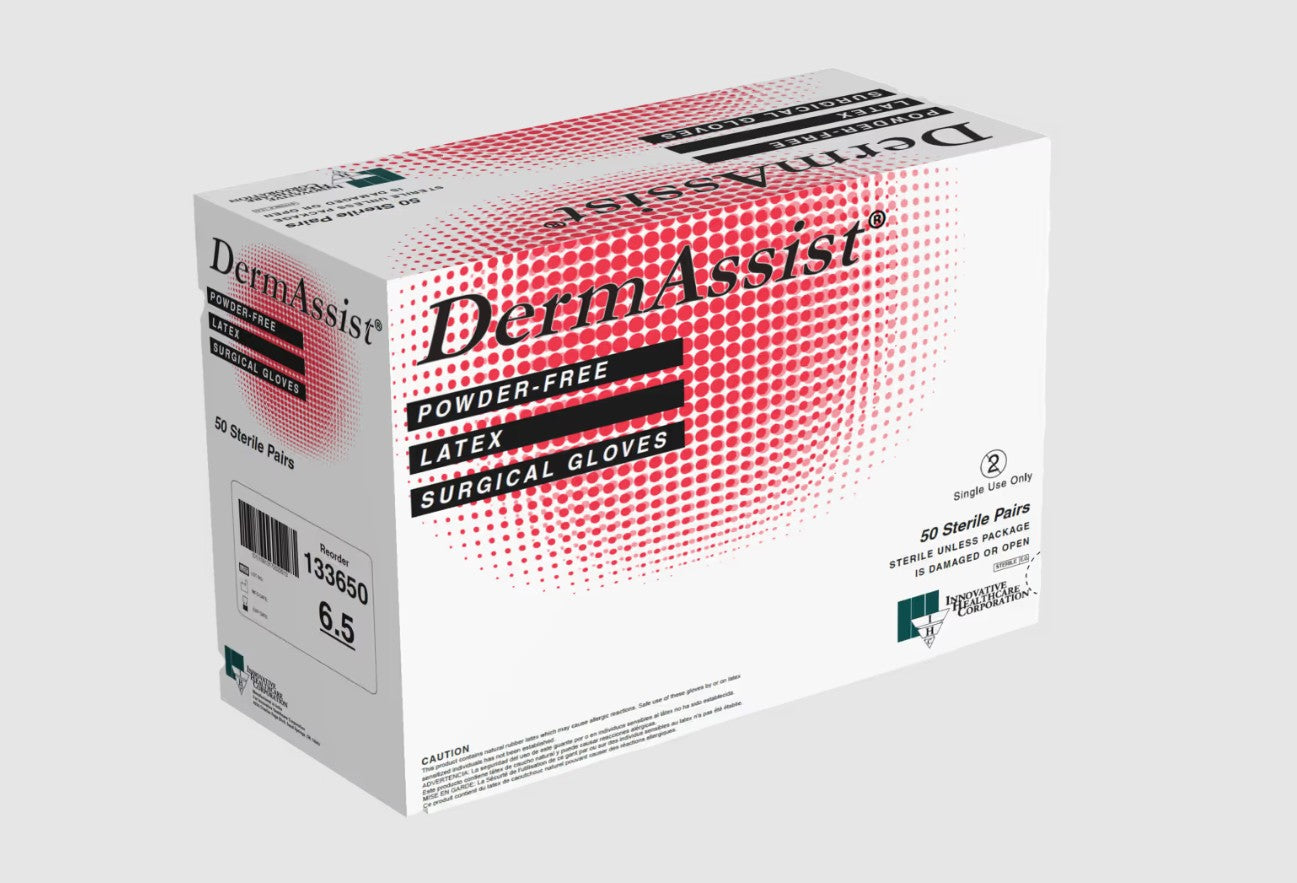 Innovative DermAssist Series 133 Size 6.5 Latex Sterile Surgical Gloves 200 Pairs/Case medical supply