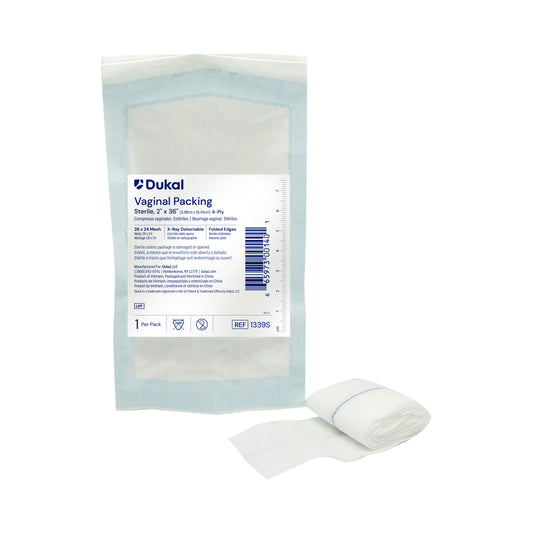 Dukal Sterile Vaginal Packing X-Ray Detectable 4-Ply 2 x 36 inch medical supply