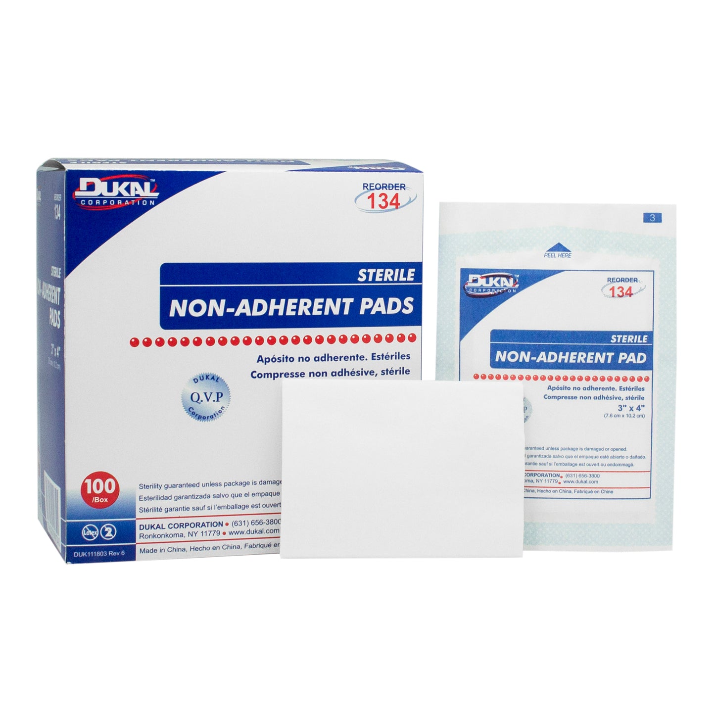 Dukal Sterile Non-Adherent Pad 3 x 4 134 medical supply
