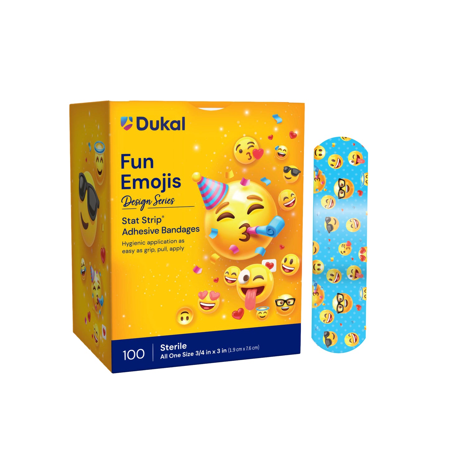 American White Cross Fun Emojis Adhesive Bandages 3/4 x 3 inch Case medical supply