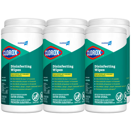 Clorox Disinfecting Wipes Fresh Scent Case of 6 Canisters medical supply