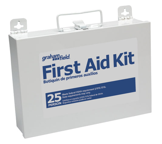 Grafco Stocked First Aid Kit 25 Person Metal Case medical supply