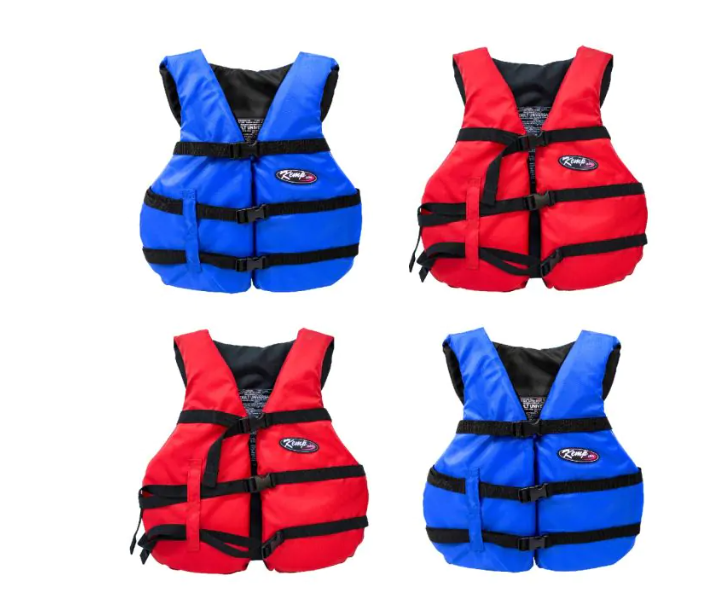 Kemp USA Adult Life Jackets 4-Pack in Carry Case 2 Blue 2 Red medical supply