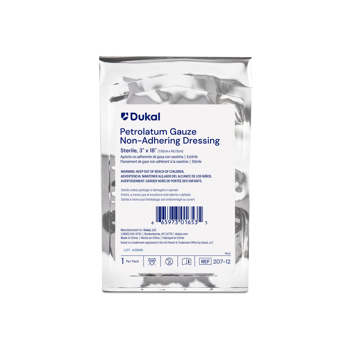 Dukal Petrolatum Gauze Dressing 3x18 Sterile medical supply