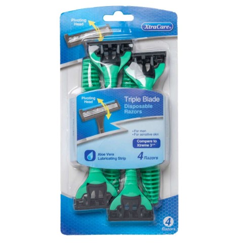 XtraCare Men's Triple Blade Pivot Head Disposable Razors 36 Packs medical supply