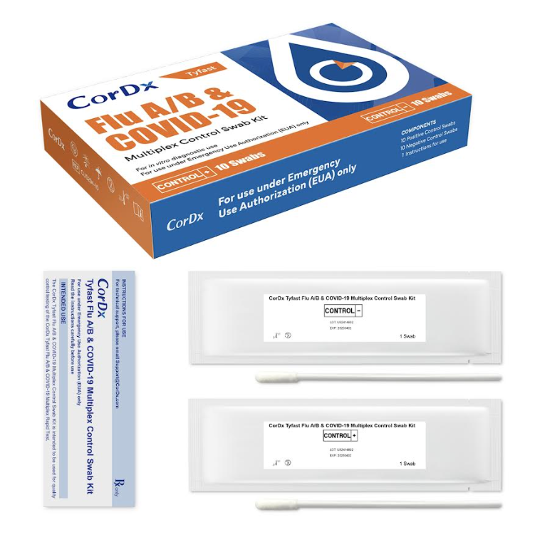 CorDx Tyfast Flu COVID-19 Rapid Test Controls Box of 20 medical supply