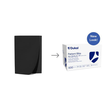 Dukal Patient Bibs 2-Ply 13" x 18" Black Case of 500 medical supply