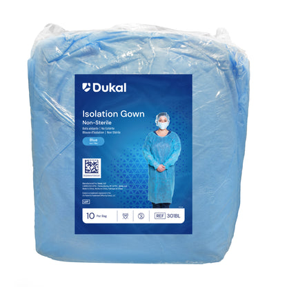 Dukal Isolation Gown One-Size Blue Case of 50 medical supply