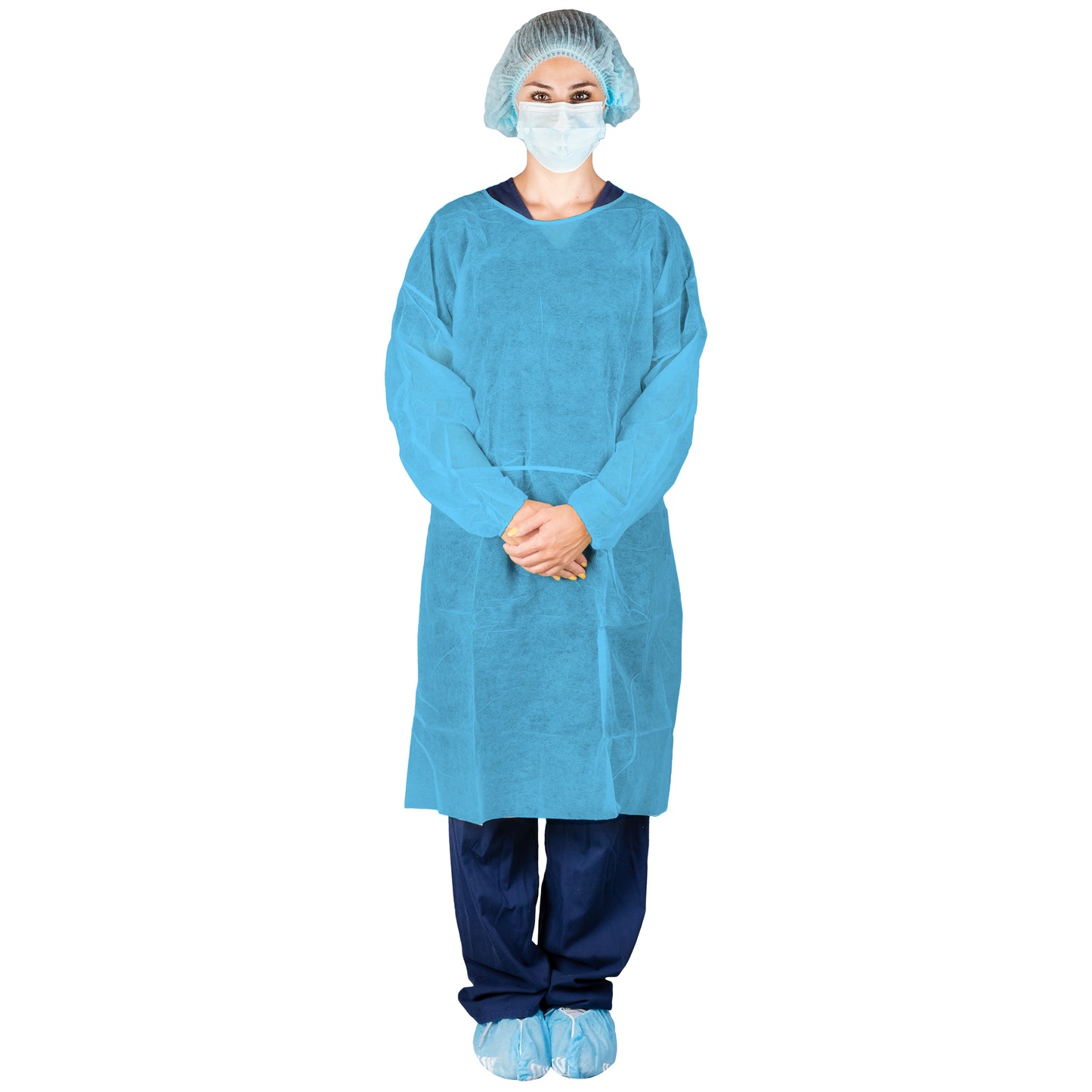 Dukal Poly Coated Isolation Gown Blue 303BL Case of 50 medical supply