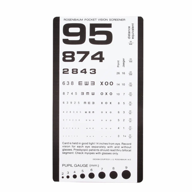 Dukal Plastic Pocket Eye Test Chart 3053 1000 Each medical supply