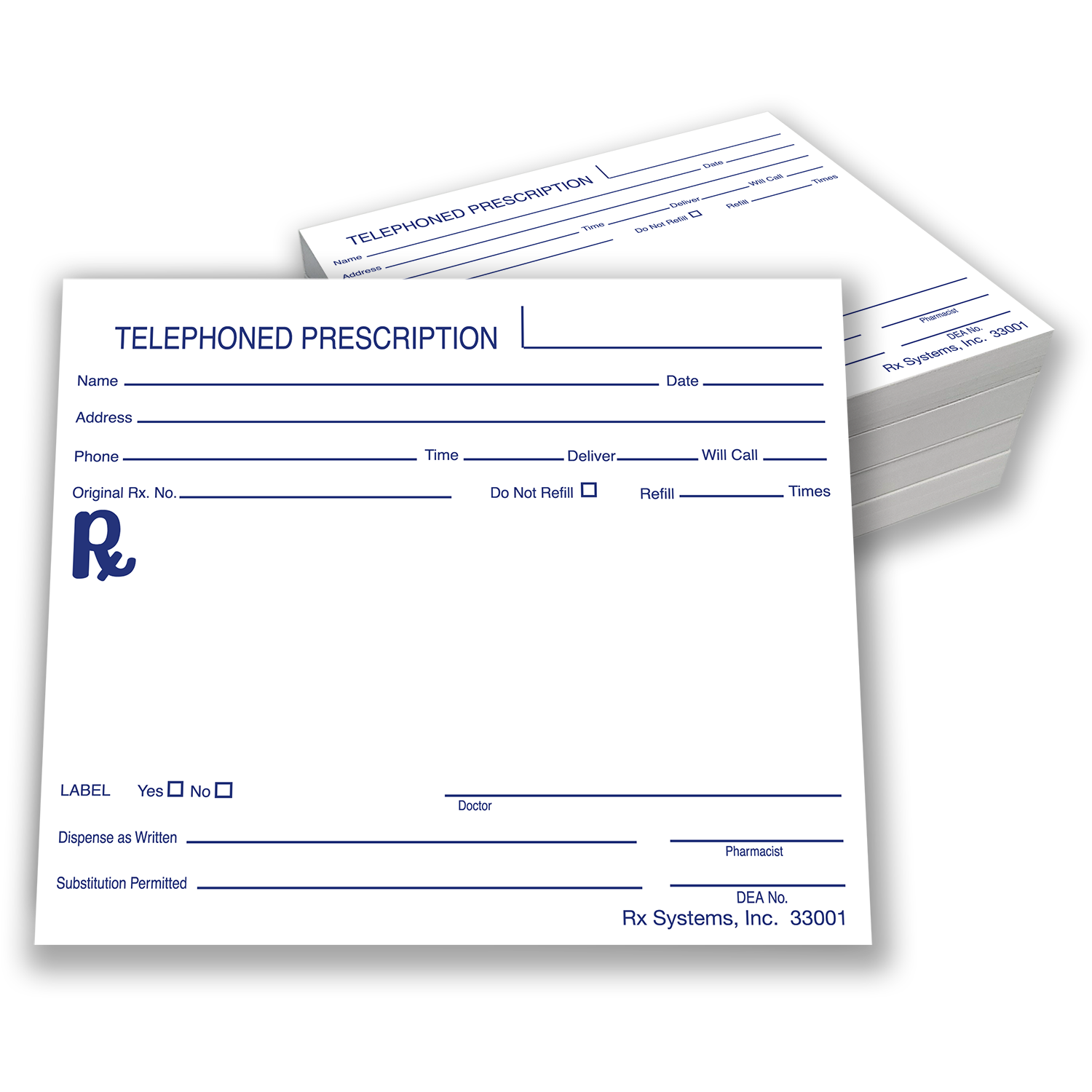 Rx Systems Blank Prescription Pads 4 x 5 in Case of 4000 medical supply