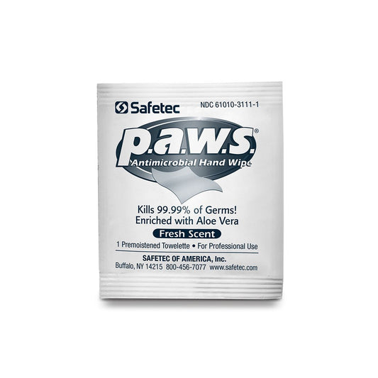 Safetec of America PAWS Antimicrobial Individual Towelette, 5" x 8", Case (SOA 34400) medical supply