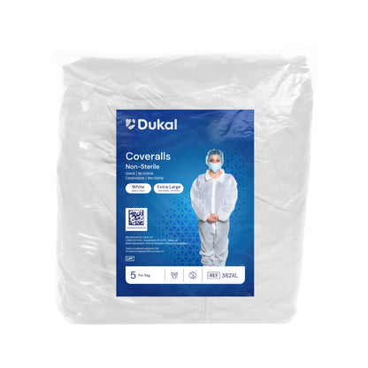 Dukal Coveralls White XL Case of 25 medical supply