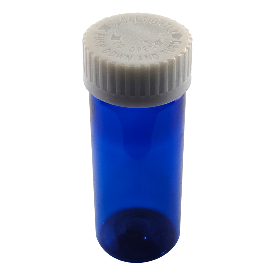 Rx Systems P-Series Vials, 11 Dram, with attached CR Screw Caps, Blue (RXPB11) medical supply