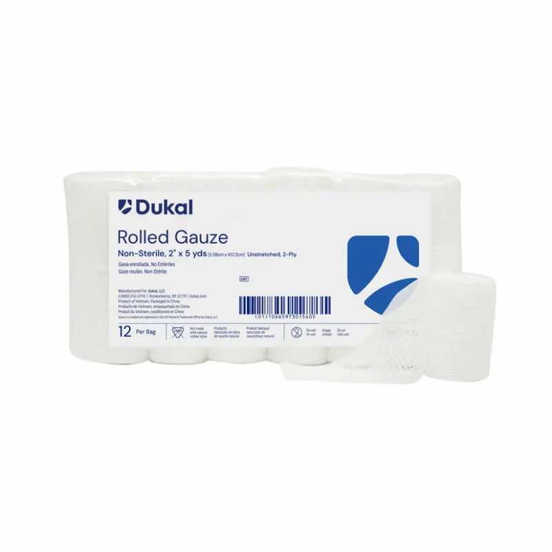 Dukal Non-Sterile Rolled Gauze 2-Ply 2 inch x 5 yd medical supply