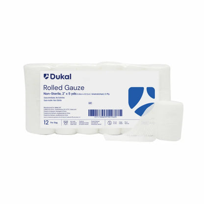 Dukal Non-Sterile Rolled Gauze 2-Ply 2 inch x 5 yd medical supply