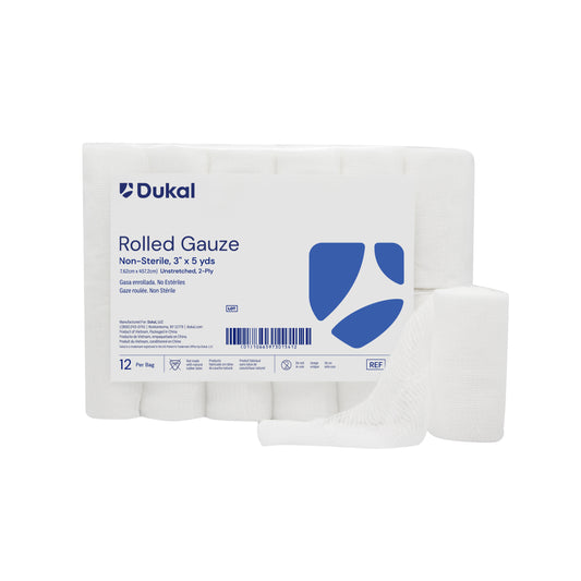 Dukal Rolled Gauze 2-Ply 3 inch x 5 yds medical supply