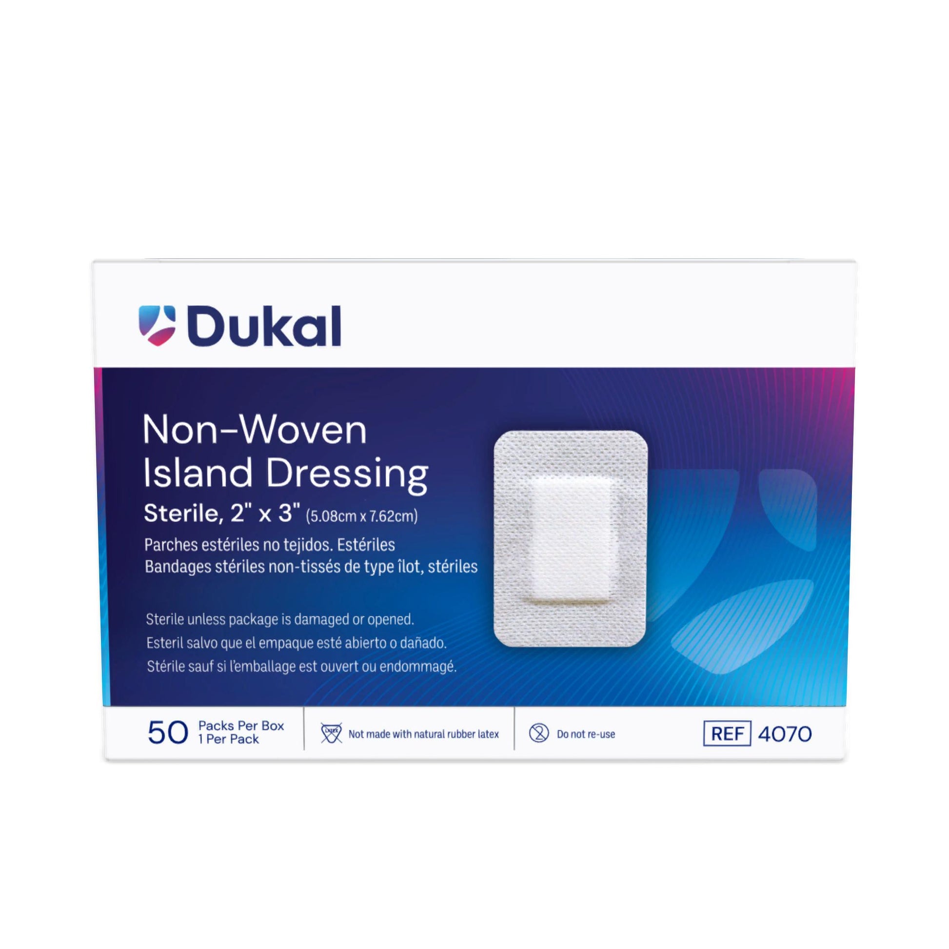 Dukal Sterile Non-Woven Island Dressing 2 x 3 medical supply