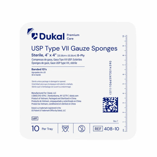 Dukal Premium Care Sterile Gauze Sponges 8-Ply 4 inch x 4 inch medical supply
