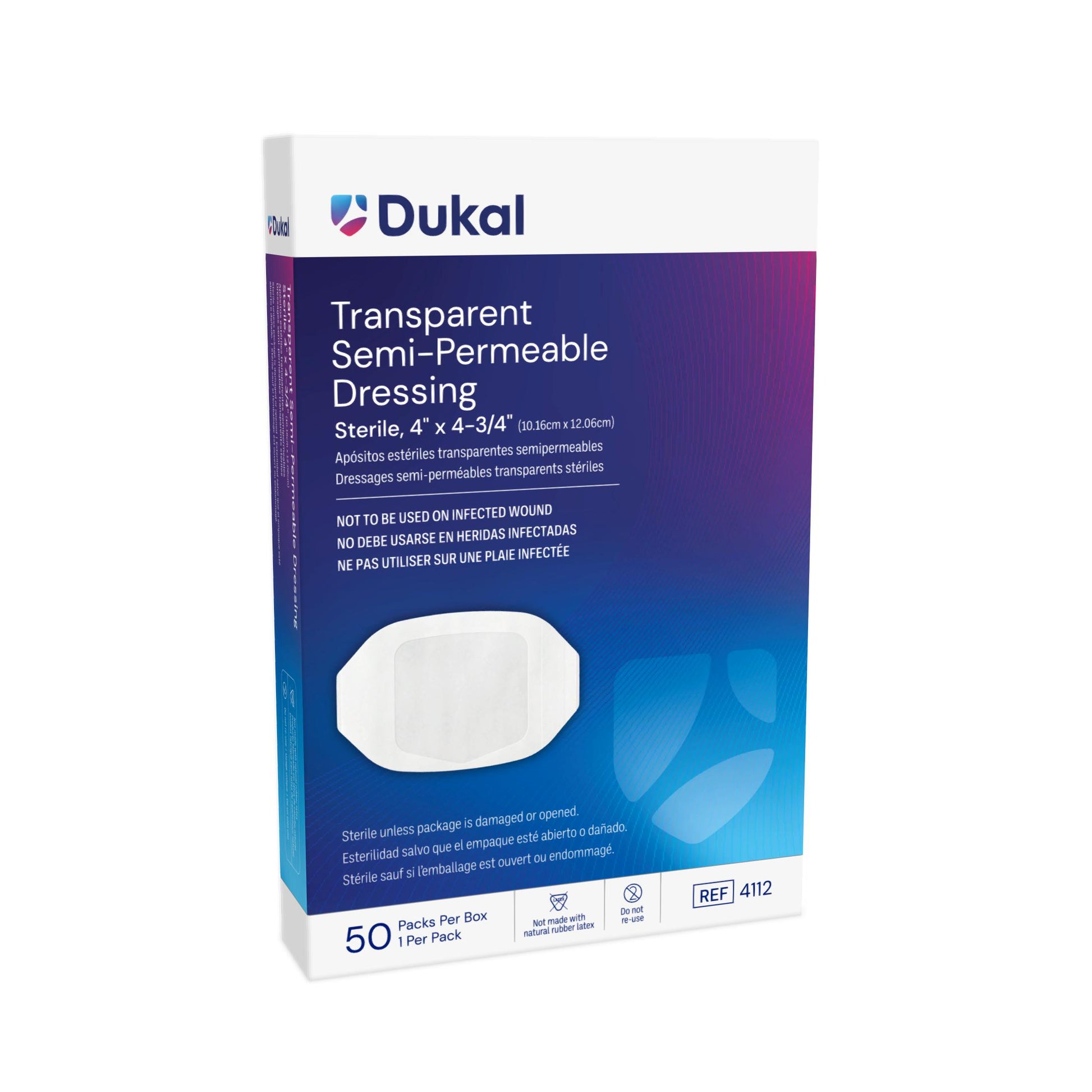 Dukal Sterile Transparent Semi-Permeable Dressing 4 x 4-3/4 inch medical supply