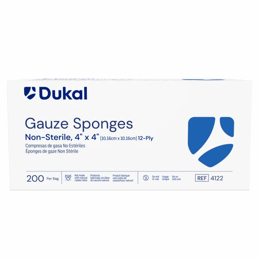 Dukal Non-Sterile Gauze Sponges 12-Ply 4 inch x 4 inch medical supply